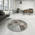 thumbnail image 3 of Ahgly Company Indoor Square Contemporary Dark Gray Patchwork Area Rugs, 7' Square, 3 of 6