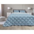 thumbnail image 1 of Floral Comforter & Sham Bedding Set, Continuous Lace Look Doilies Pattern Floral Motifs, 3 pcs Duvet Set Microfiber Filling Quilt, 5 Sizes, Indigo Sea Blue, by Ambesonne, 1 of 4