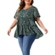 thumbnail image 4 of Top de Día de la Madre para Mujeres de Talla Grande Agnes Orinda, Blusa Boho Floral con Cuello en V, Mangas con Volantes, Blusas de Babydoll en Capas 3X Verde, 4 of 6