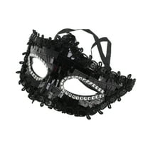 Unique Bargains 1 Pc Crystal Beaded Half Face Party Mask for Masquerade Party Black