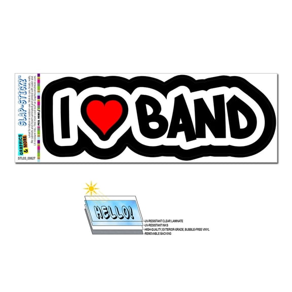 I Love Heart Band SLAP-STICKZ(TM) Premium Sticker