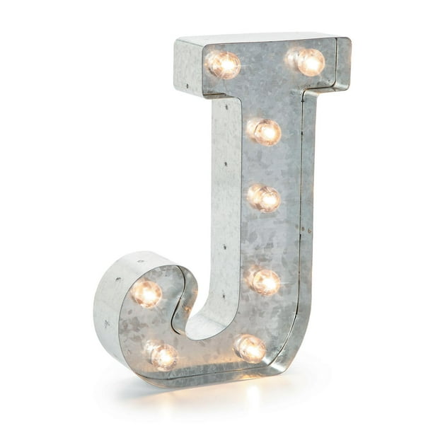 Darice Silver Light Up Marquee Letter J, 9.875 inches