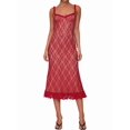 thumbnail image 3 of Women Lace Bodycon Midi Dress Mesh Sleeveless Camisole Dresses Red S, 3 of 10