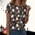 thumbnail image 2 of Akiihool Vintage Halloween Shirt Womens Halloween Short Sleeve Crew Neck Shirts Fall Halloween Funny Skull Graphic Length Sleeve Top Spooky Season Tees (Dark Gray,4XL), 2 of 9