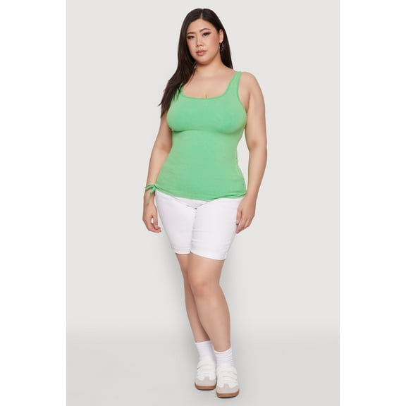 Womens Plus Size Trendy Mineral Wash Side Ruched Tank Top