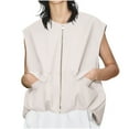 thumbnail image 6 of Weiqiqre Vest for Women Casual Zip Up Vest Cargo Oversized Ruched Hem Sleeveless Jackets Tops, 6 of 8