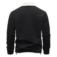 thumbnail image 3 of Mens Lapel Fall Clothes, Long Sleeve Shirts for Men Fashion Loose Fit Solid Color Half Zip Up V Neck T-Shirts Big and Tall, 3 of 6