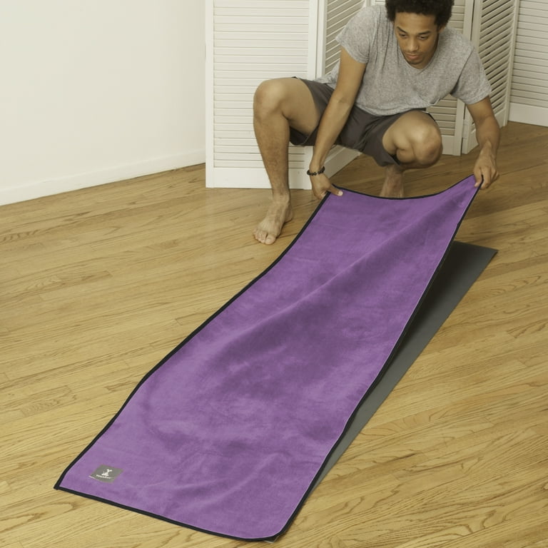 RatMat YOGA MAT + HOT YOGA TOWEL COMBO-PACK. Includes RatMat Yoga Mat &  YogaRat Plush/Hot Yoga Towel. 24 x 68 (Namaste/Purple Combo, 24inch x