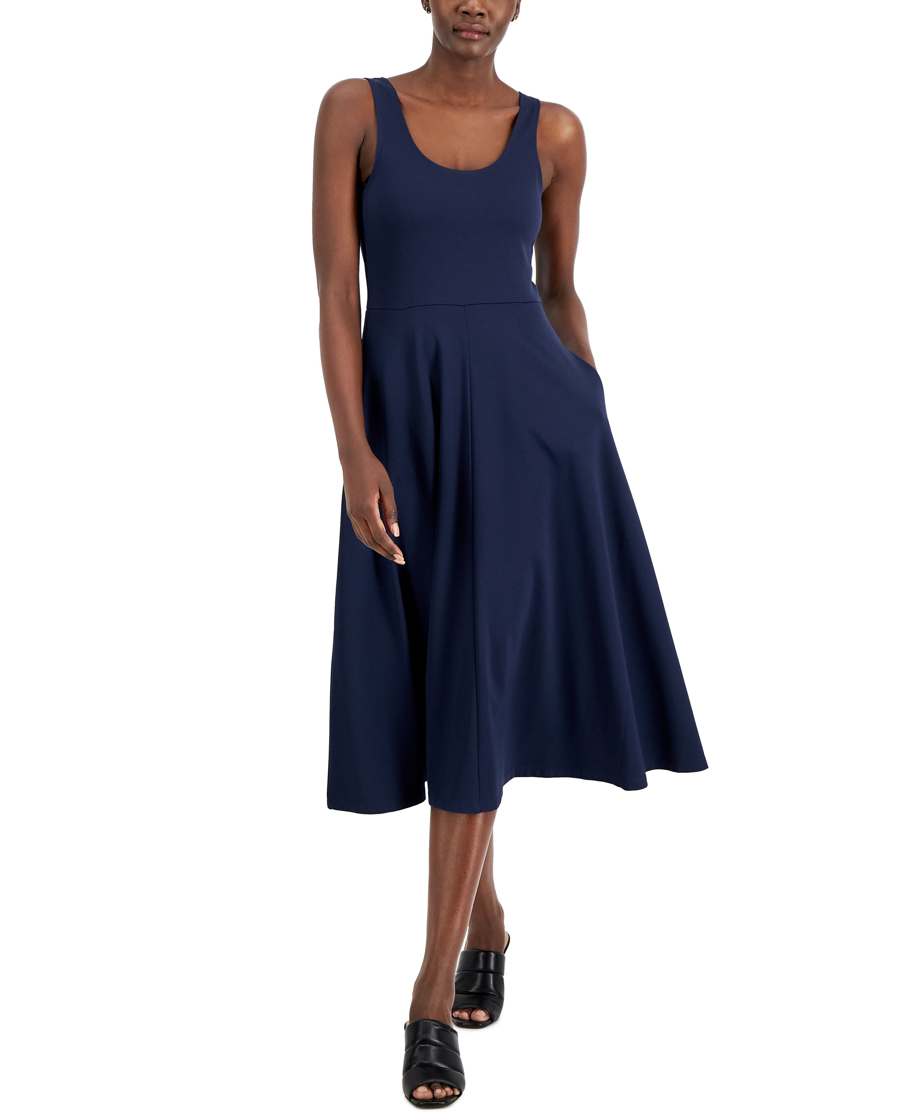 knee length dresses for ladies Lexi Rib Fit and Flare Midi Dress – Marine Layer main image 0