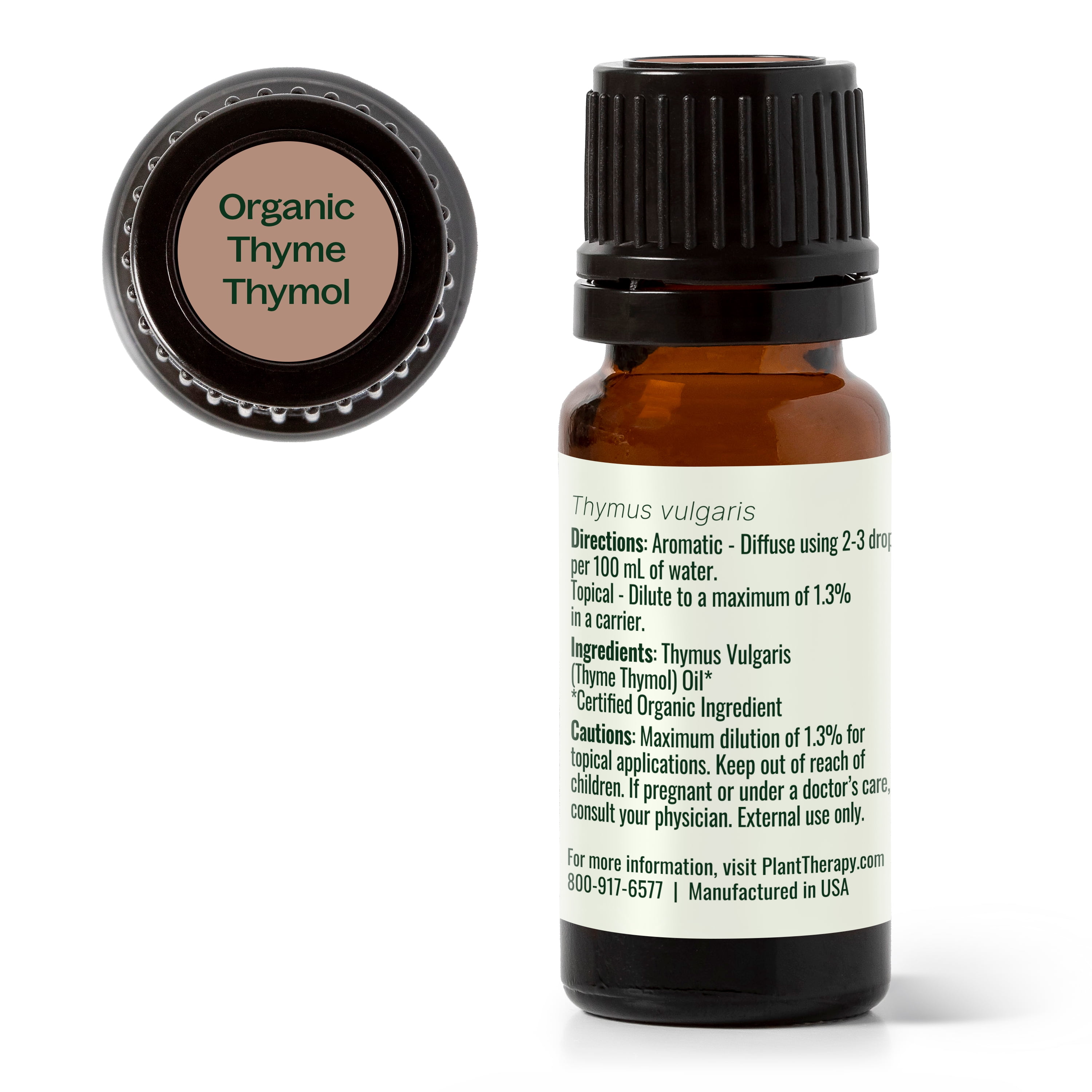 Plant Therapy Thyme Thymol Organic Essential Oil 10 mL (1/3 oz) 100% Pure, Undiluted, Natural Aromatherapy