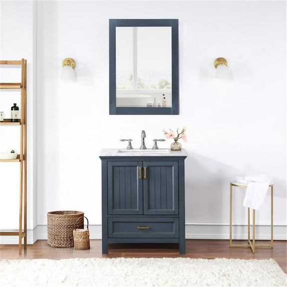 Isla 30" Marble Countertop Single Vanity w/Mirror - Classic Blue