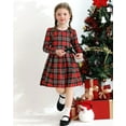 thumbnail image 3 of SANMIO Toddler Christmas Dress for Girls Plaid Dresses Red Green Long Sleeve Holiday Outfits Casual 2-7T, 3 of 7