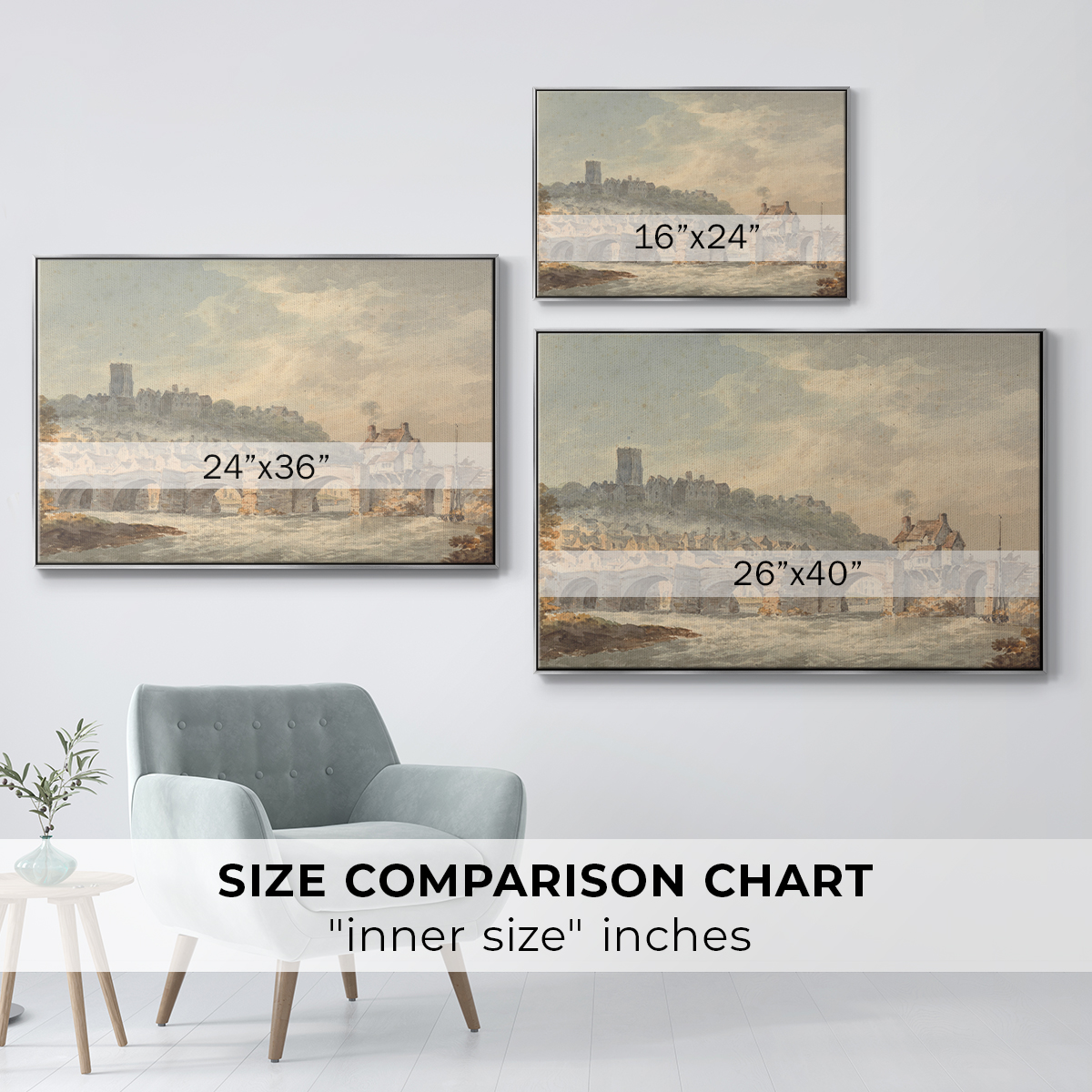 Vintage Landscape-CCCXCII By Wexford Home Framed in Silver Wood Gallery Wrapped Canvas 25 in. x 37 in.
