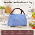 thumbnail image 4 of Insulated Lunch Bag for Women and Men, Large Capacity Lunch Tote, Reusable Oxford Cloth Cooler Bag, Blue Striped Portable Thermal Lunch Box Bag for Work, Office, Picnic, Travel and Daily Meals, 4 of 9