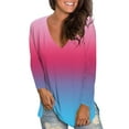 thumbnail image 4 of MRULIC womens t shirts Women's Summer Fashion Casual Long Sleeve Tie-dye V-Neck Tops T-shirt Blouse Womens t shirts Hot Pink + XXL, 4 of 8