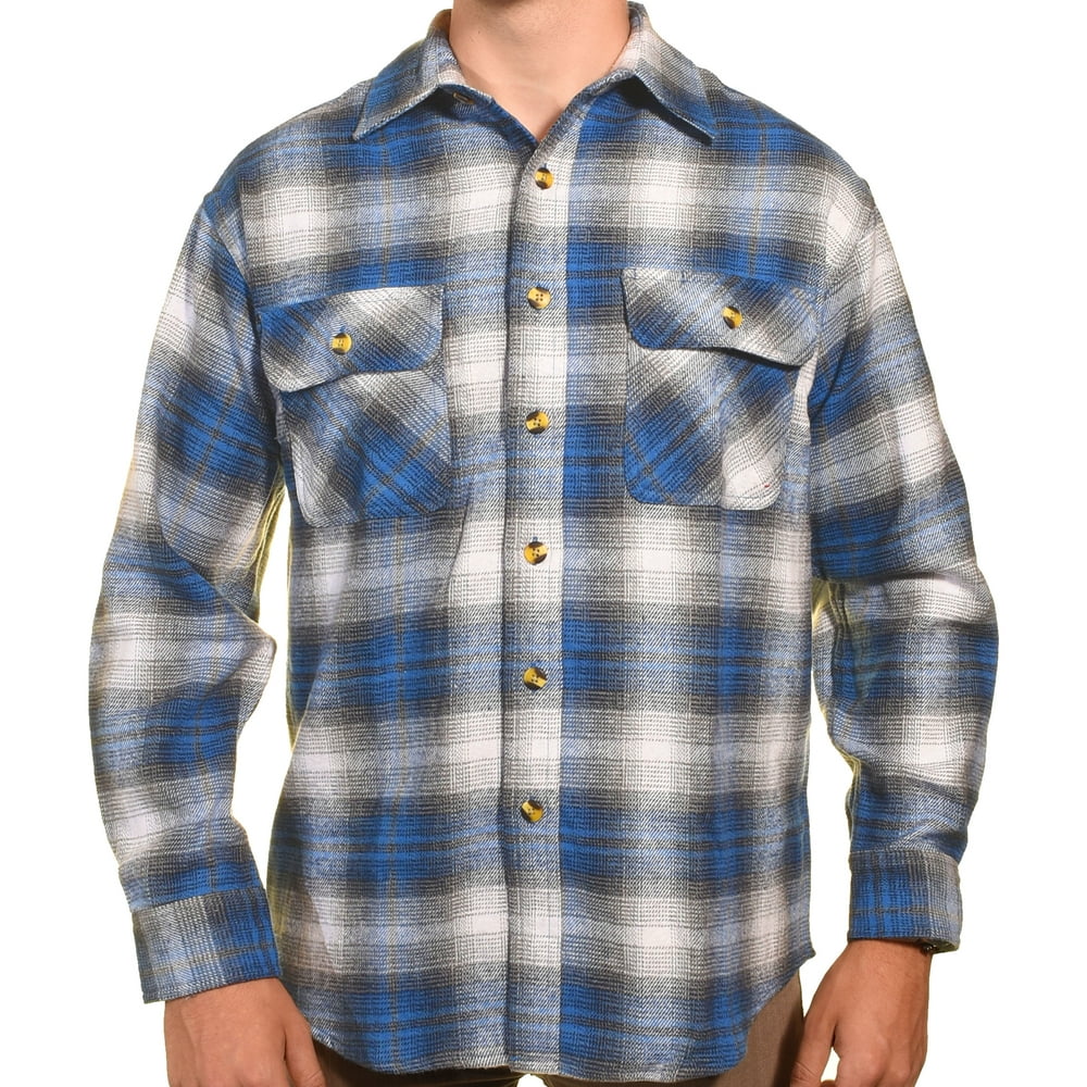 Sports Afield Mens Heavy Duty Flannel Shirt (Highland Blue, Medium