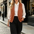 thumbnail image 3 of Atkumj Linen Vest Women Decorative Fake Pockets Stylish Button Front Vests Fashion Casual Solid Color Sleeveless Outerwear for Women M, 3 of 9
