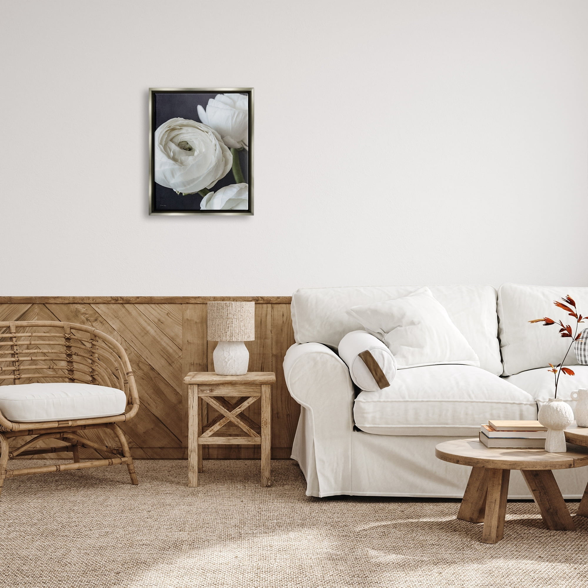Stupell Industries Budding Ranunculus Flower Blooming Close Up Petals Photograph Luster Gray Floating Framed Canvas Print Wall Art, Design by Jennifer Rigsby