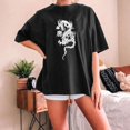 thumbnail image 4 of Blusa de manga corta con estampado de cuello redondo informal para mujer a la moda, Tops de verano Pompotops hkajfhjk465478, 4 of 5
