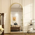 thumbnail image 3 of GLSLAND Full Length Mirror Arched Morden Floor Mirror with Stand,58"x18" Modern Wall Mirror, Gold, 3 of 8