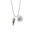 thumbnail image 2 of Delight Jewelry Silvertone Antiqued Seahorse Silvertone Script Initial Disc - A - Charm Necklace, 20"+3", 2 of 4
