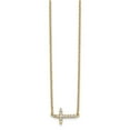 thumbnail image 2 of 14K Yellow Gold Cable Diamond Necklace Chain Sideways Cross 18in 18 inch 11 mm, 2 of 3