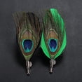 thumbnail image 4 of Men Handmade Colorful Feather Brooch Wedding Bouquet Lapel Pin Brooches Green, 4 of 8