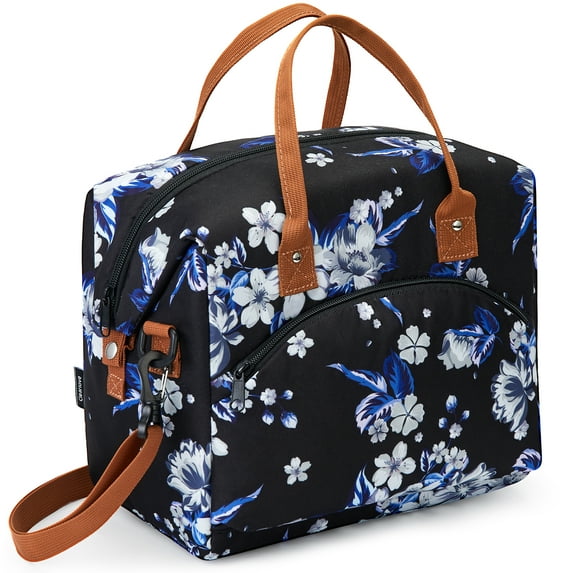 EastVita Lunch Bags Insulated Cooler Tote Bag with Detachable Shoulder Strap Large and Reusable Handle Suitable for Work School Travel Picnic Black