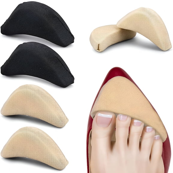 TELOLY 4 Pairs Shoe Filler Heel Pads Toe Cushion for Loose Shoe Foam Shoe Inserts Big Toe Plug Foot Brace Adjust Too Big Shoes for Men Women Sneakers,Heels,Flats,Boots