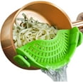thumbnail image 2 of Colador de silicona con clip para todas las ollas y sartenes, colador de pasta, colador de alimentos con clip para carne, verduras y frutas, colador de cocina de silicona (verde), 2 of 5