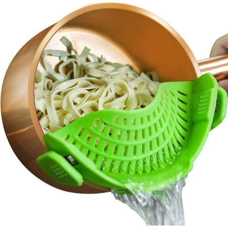 

Pasta Strainer Clip on Strainer for Pots Pan Silicone Food Strainer Hands-Free Drainer Kitchen Gadgets Heat Resistant for Pasta Spaghetti Meat Red F175105