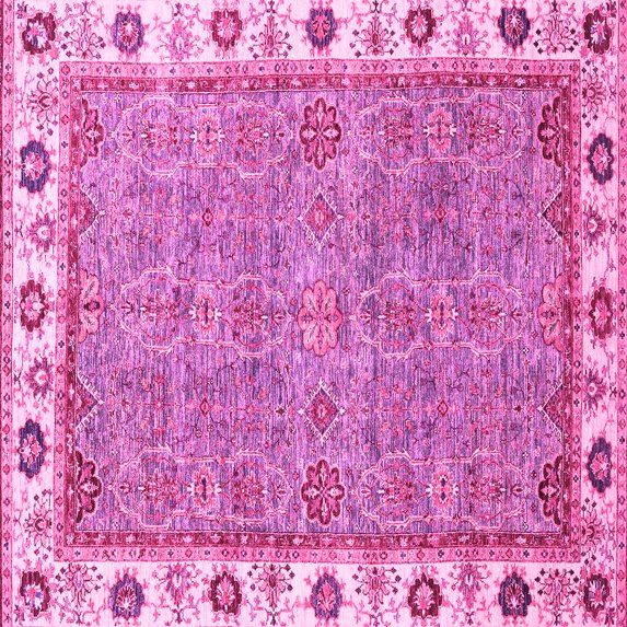 Ahgly Company Indoor Square Oriental Pink Traditional Area Rugs, 8' Square