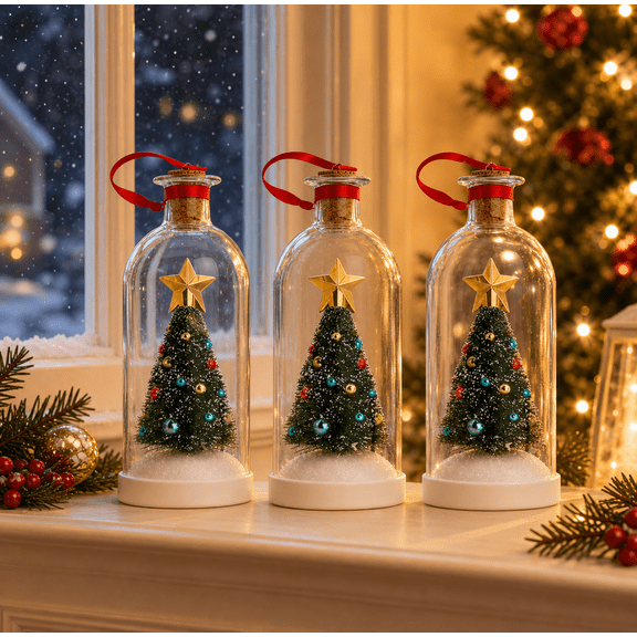 Message In A Bottle Recordable Christmas Tree Ornament Voice Recording Keepsake Christmas Voice Message Bottle Glass Christmas Bottle Decoration Tree Hanging Holiday Gift