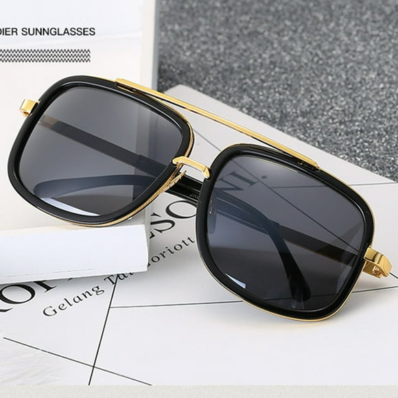 UPGRATOR 1Pack Metal PC Square Sunglasses for Men and Women with UV Protection Blue Changing Lens Vintage Style