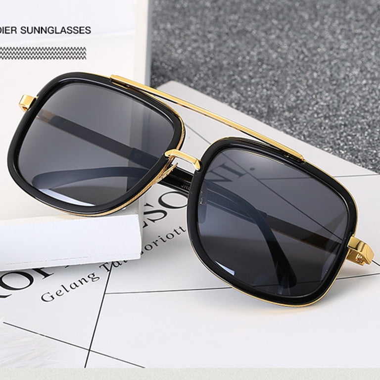 Raindrops Unisex Square Mirror Sunglasses Metal Frame 