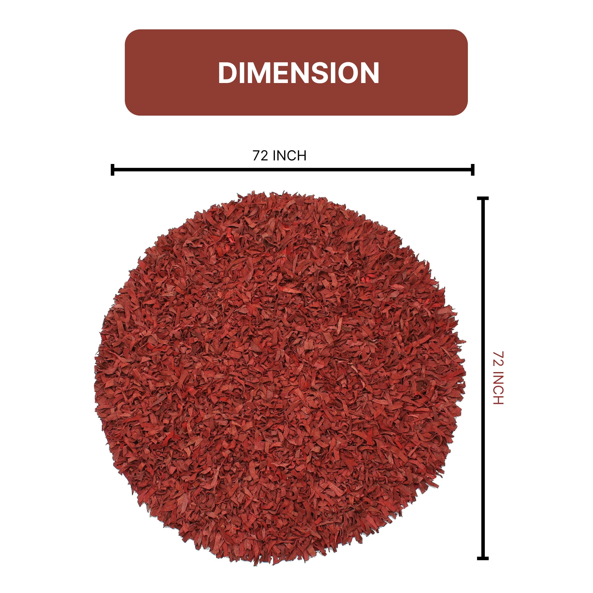 Home Weavers Leather Shaggy Collection Living Room Rug, Machine Washable Area Rugs, Rug For Living Room, Non Slip Accent Rugs, Soft Foldable Indoor Floor Rug, Easy To Clean, 6' Round, Red
