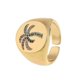 thumbnail image 1 of Anillo de cobre chapado en oro con diseño de asta, anillo de corazón abierto, joyería para mujer, 1 of 1