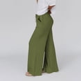 thumbnail image 3 of Women's Summer Linen Palazzo Pants Flowy Wide Leg Drawstring Baggy Lounge Trousers Beach Casual Yoga Long Pants with Pockets, 3 of 6
