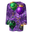 thumbnail image 4 of QATAINLAV Lightening Sale Mardi Gras Shirts for Women 3/4 Sleeve Tops Mask 3D Print Blouse Carnival Themed Graphic Tees Funny Parade Tshirt Purple XXL, 4 of 6