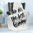 thumbnail image 4 of Grandma Soft Flannel Fleece Throw Blanket, Monochrome Words About Best Grandmother on a Grunge Inspired Dotted Background, Cozy Plush for Indoor and Outdoor Use, 70" x 90", Black White, by Ambesonne, 4 of 5