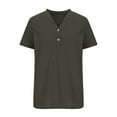 thumbnail image 4 of Otvok Short Sleeve T-Shirts for Women's Casual Solid V Neck Button Tunic Basic Summer Tops Shirt, 4 of 6