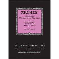 Arches Aquarelle Hot Pressed Watercolor Pad 11.69"X16.53"- 140lb, 12 Sheets