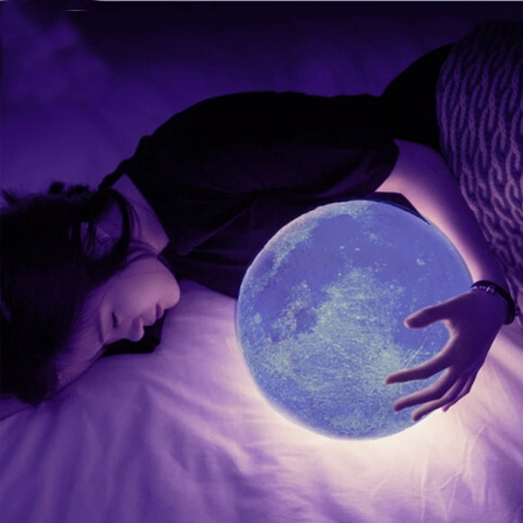 Creative 3D USB Rechargeable Colorful Moon Luna LED Night Lamp Desktop Touch Sensor Light Gift 8/10/13/15/18/20CM