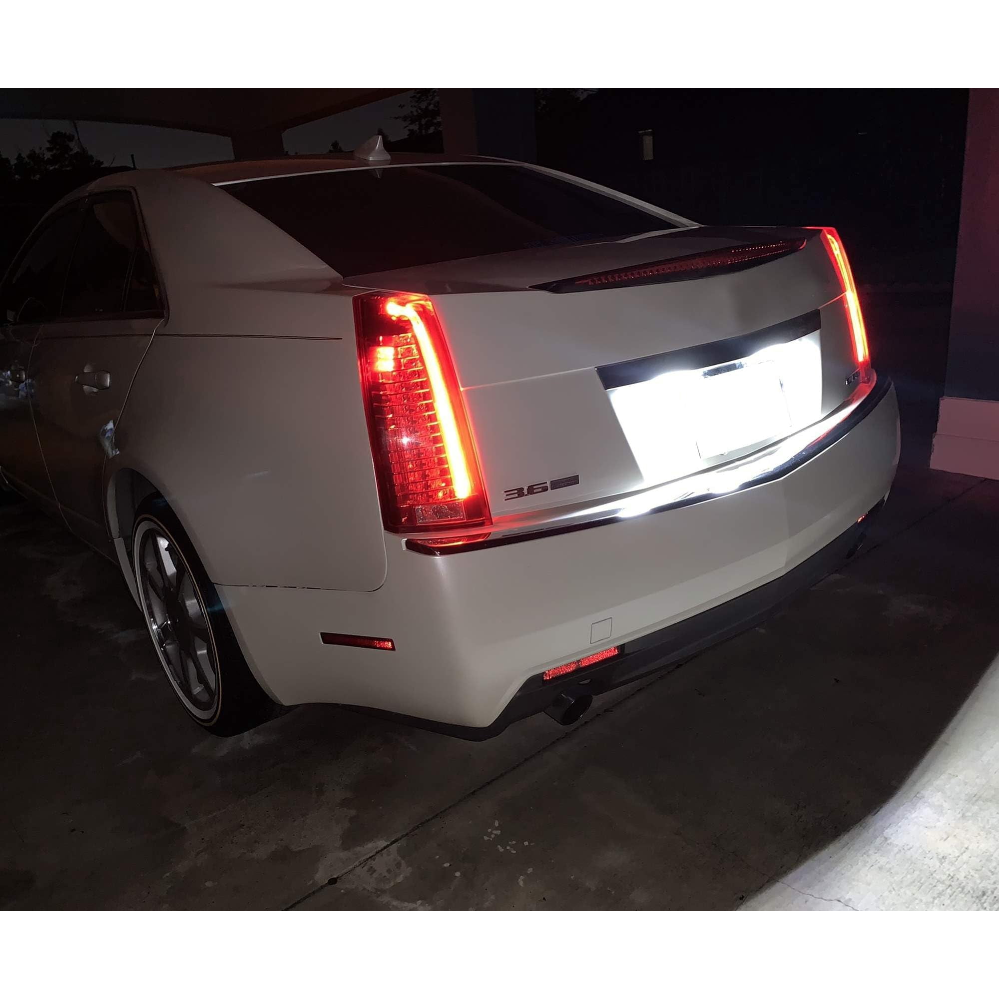 OEM-Fit 3W Full LED License Plate Light Kit For 2008-2010 Cadillac CTS CTS-V Sedan, Powered by 18-SMD Xenon White LED Diodes