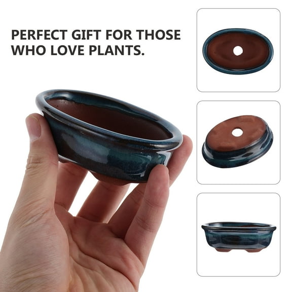 Worgeous 2pcs Ceramic Succulent Planter Pretty Glazed Flowerpot Vase Desktop Ornaments