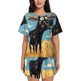 thumbnail image 1 of Fotbe Whimsical Cartoon Cow Conjunto de Pijama Estampado para Mujer, 2 Piezas, Ropa de Dormir con Camiseta de Manga Corta y Shorts Suaves-Small, 1 of 6