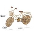 thumbnail image 4 of 19" x 12" Gold Metal Bike Sculpture with Carved Wood Wheels, by DecMode, 4 of 10