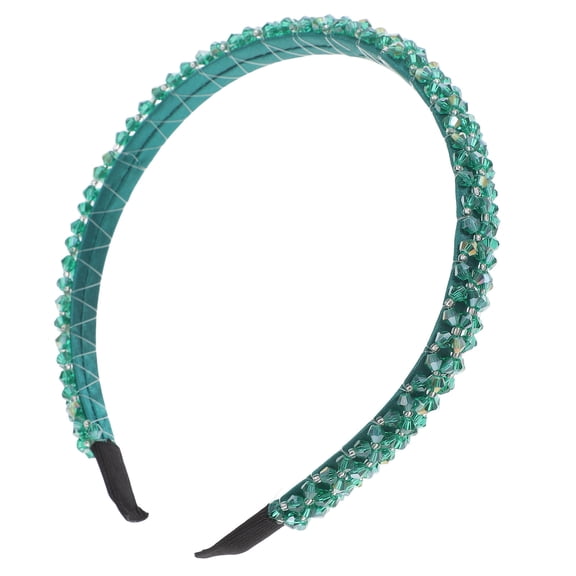 IBASETOY 1Pc Beaded Hair Hoop Green Crystal Headband Chic Design for Engagement and Parties