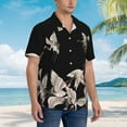 thumbnail image 5 of Balery Japanese White Crane Print Men's Hawaiian Shirts Short Sleeve Beach Shirt Relaxed Fit Vacation Button Down Shirts-XX-Large, 5 of 9
