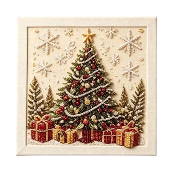 2026 Christmas Home Party Decoration Christmas Tree Kit 5D DIY Diamond Art Painting For Adults Snowflake Gift Box Picture Home Wall Decor For Xmas Christmas Celebration Party Supplies